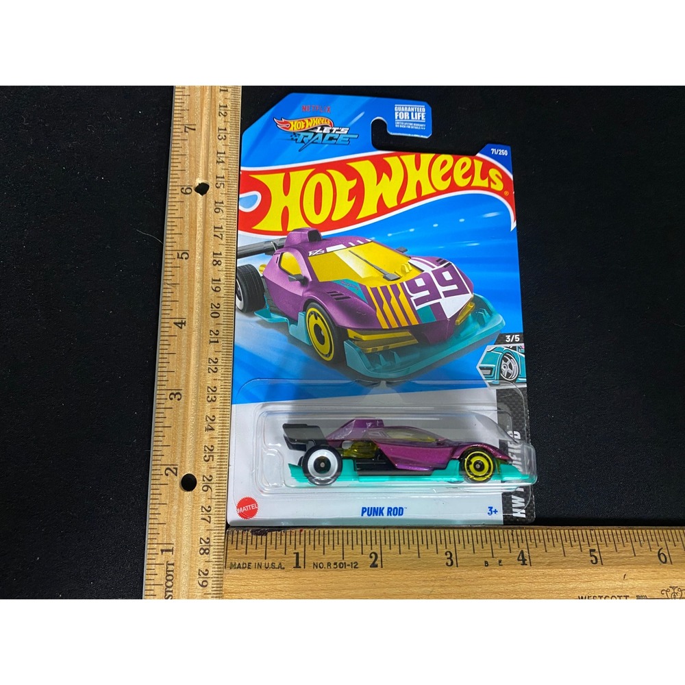 Hot Wheels Punk Rod 2023 HW Tooligans 3/5 Diecast Car Purple Aqua Yellow